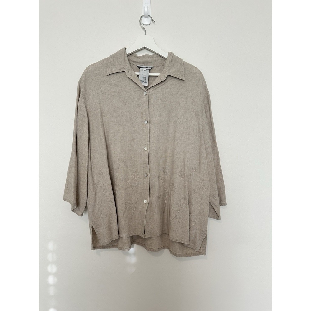 Stoneridge Sport Linen Shirt Jacket XL Lagenlook‎ Artsy Natural Beige